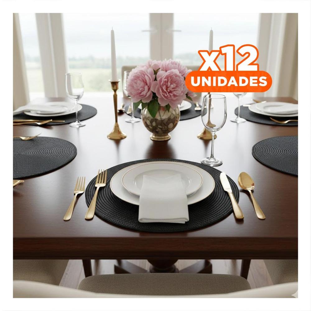 Pack12 Base Circular Boho Negro para Mesa y Comedor Y Papel Regalo