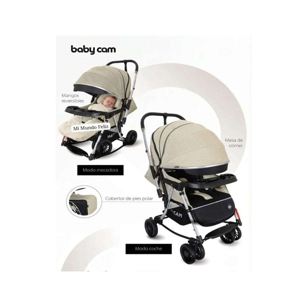 Coche para Bebe Mango Reversible Mecedora Beige Beige
