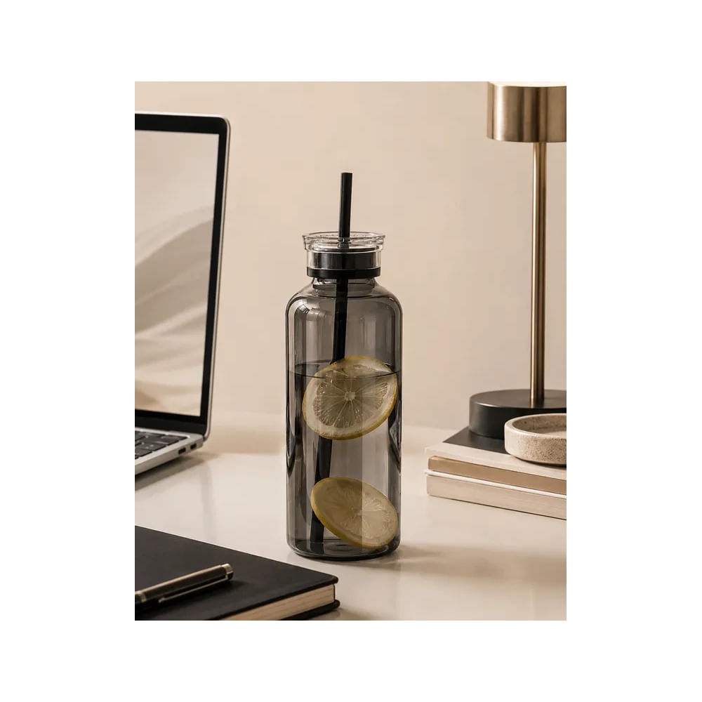 Tomatodo de Vidrio con sorbete Color Humo Elegante 780ml Gris