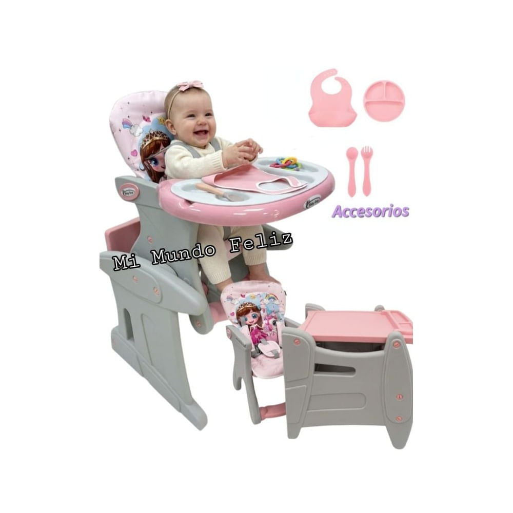 Silla de Comer para Bebe 3 en 1 Plato Babero Pinkys ...