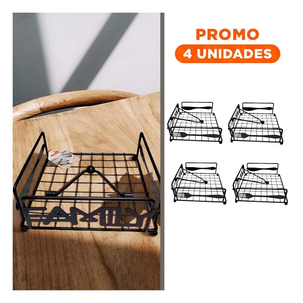 Pack4 Organizador en Negro con Acabado de Acero Inoxidable para Espacios Practicos