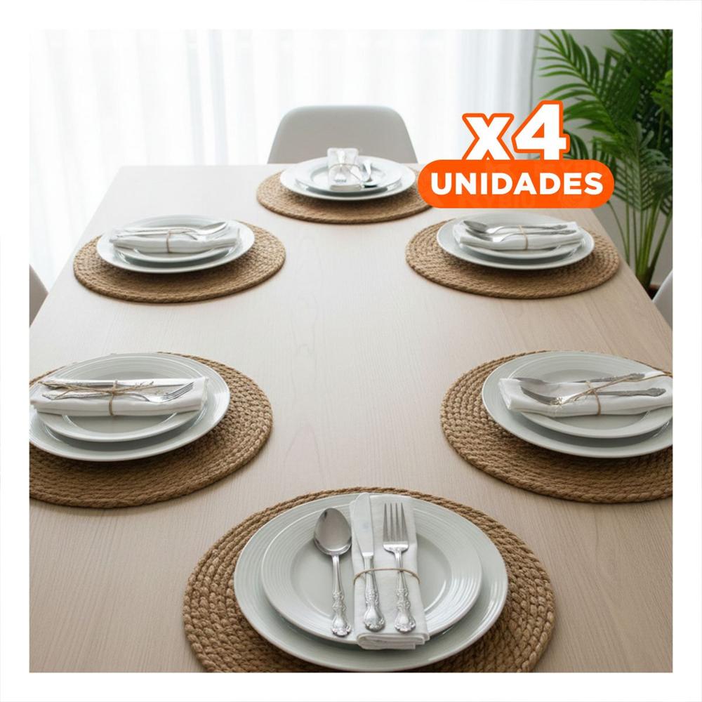 Pack4 Elegancia 6 Platos Circulares Tejidos Caqui 38cm Diseno y Practicidad Y Papel Regalo