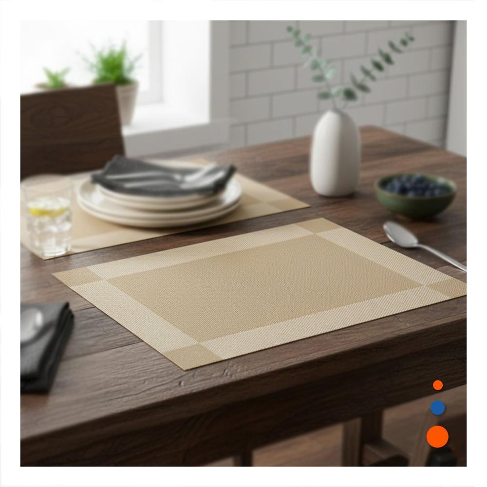 Individual Rectangular Dorado 30x45 cm para Comedor Diario con Toque Decorativo Y notas