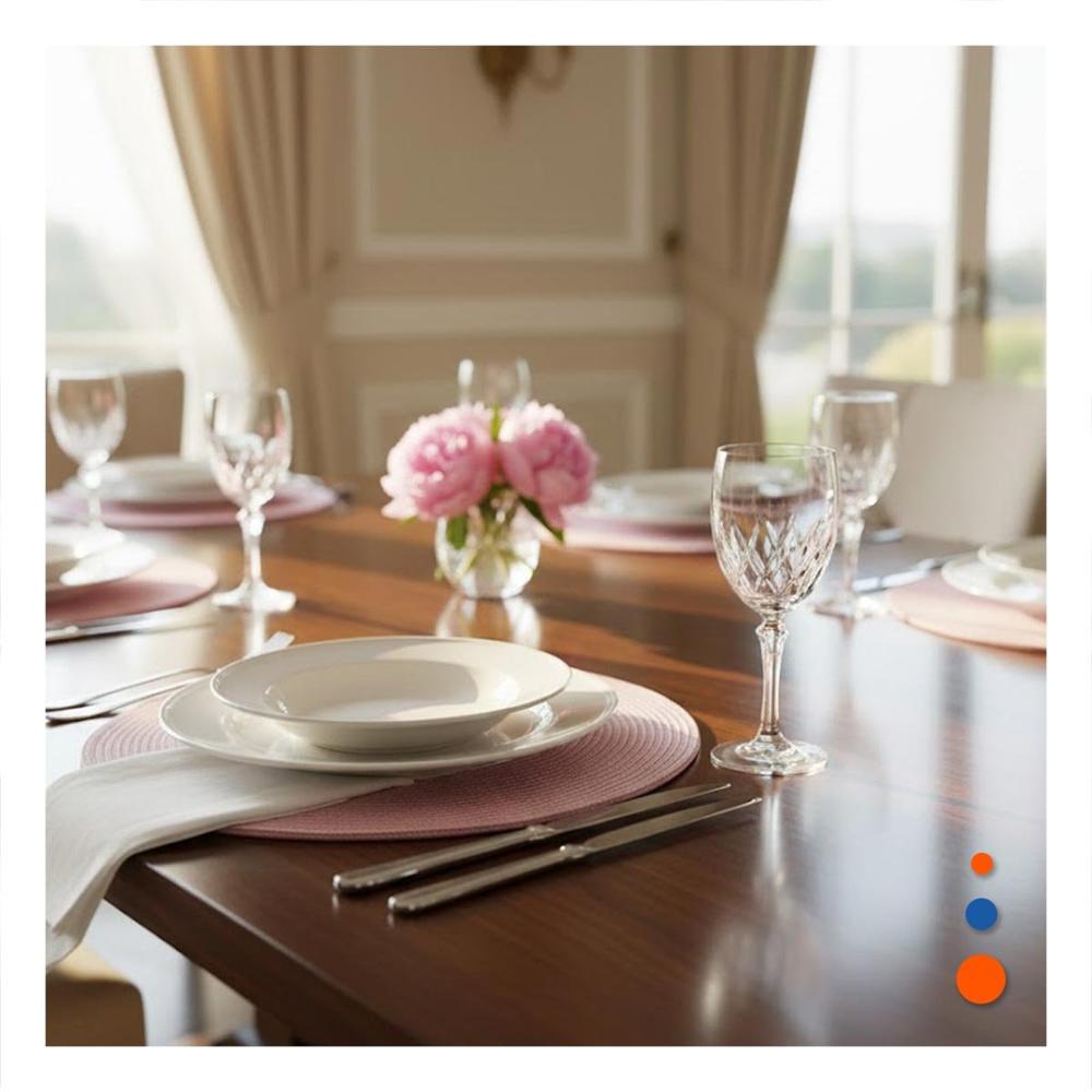 Individual de Comedor Circular Boho Rosado Estilo Boho Y NOTAS