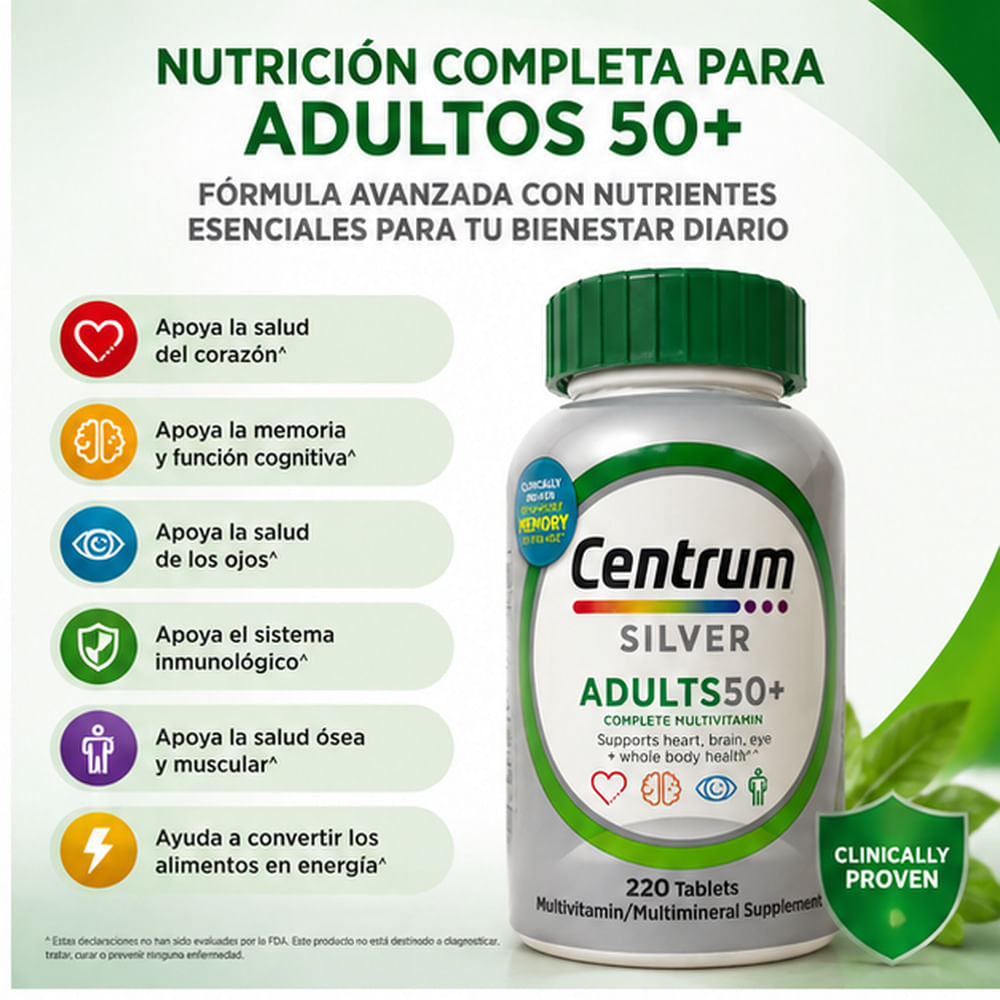 CENTRUM SILVER ADULTS 50 MULTIVITAMÍNICO COMPLETO 220 TABLETAS