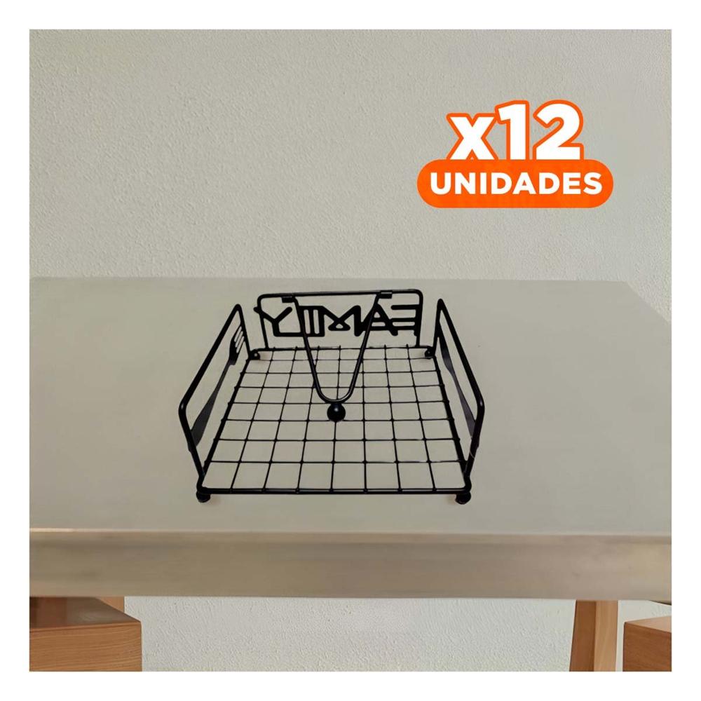 Pack12 Dispensador Negro con Integracion Estetica en Acero Inoxidable para Mesa YPapel Regalo
