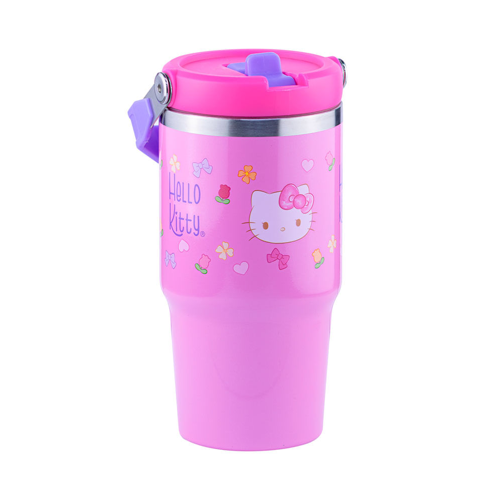 Vaso Tumbler Hello kitty acero con asa y caña Scool 600ml 705027