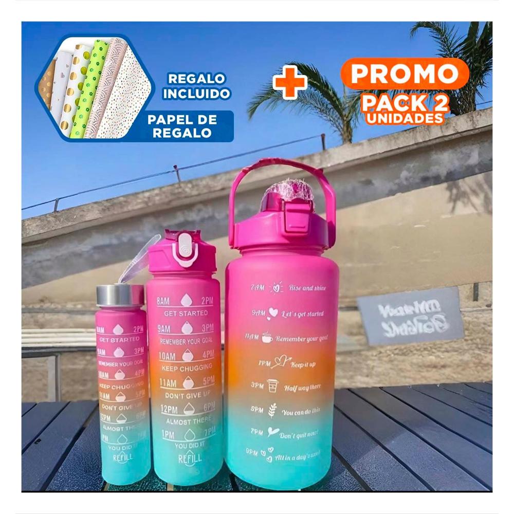 Pack2 Tomatodos en Fucsia con 2 L 1 L y 300 Ml en Set de 3 para Uso Diario YPapel Regalo