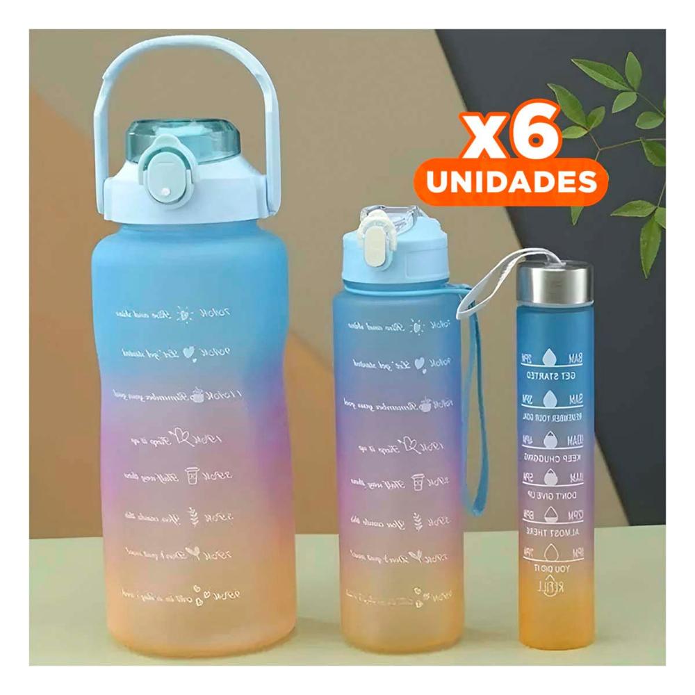 Pack6 Cantimploras en Verde con 2 L 1 L y 300 Ml para Actividades YRegalo Sticker