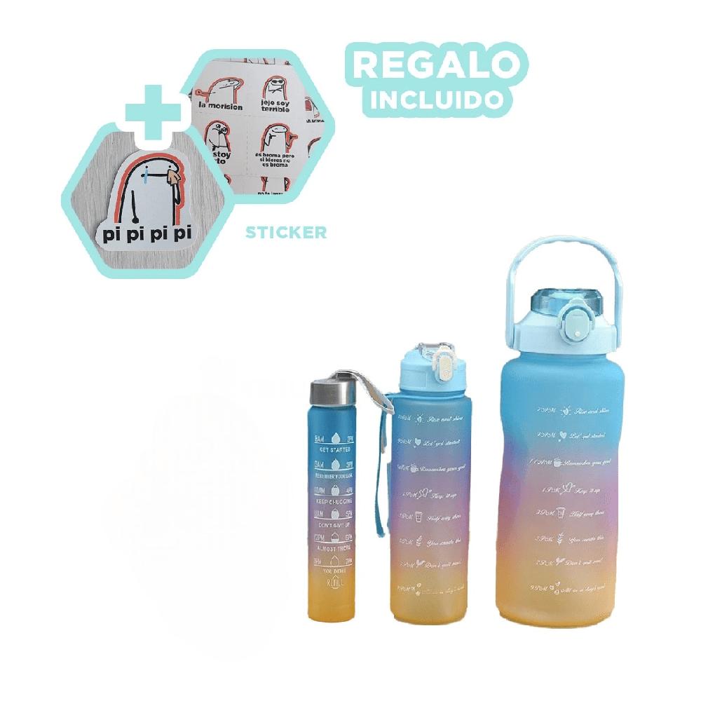 Botellas de Hidratacion con 2 L 1 L y 300 Ml en Verde para Uso Diario Activo YRegalo Sticker