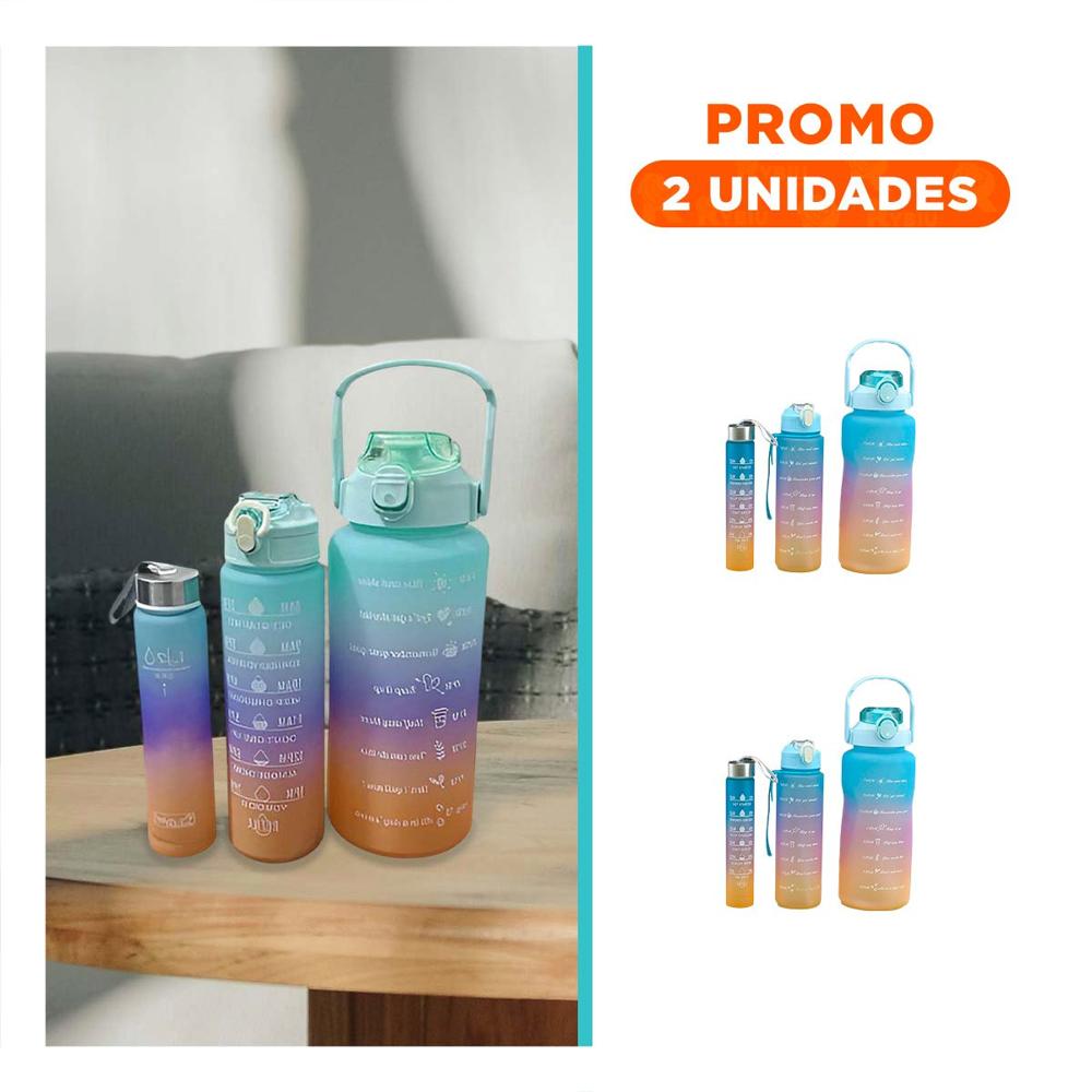 Pack2 Tomatodos en Set de 3 en Verde Agua con Tapa de Plastico 2 L 1 L y 300 Ml