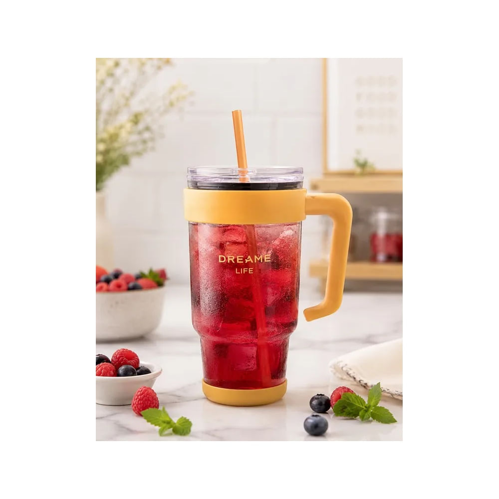 Tomatodo Dreame Life 1L con Asa Ergonómica y Sorbete Reutilizable Naranja