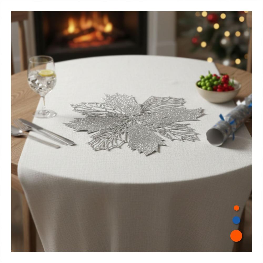 Set Hogar 6 Individuales Flor de Pina Plateado 42x42 cm Decoracion Plateada Y notas
