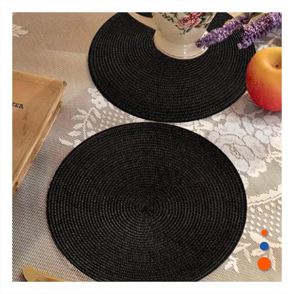 Individual de Comedor Circular Boho Negro Estilo Boho Y NOTAS