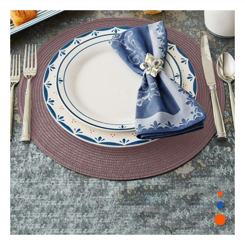 Mantel Textil Circular Boho Morado para Decoracion Hogar Y notas