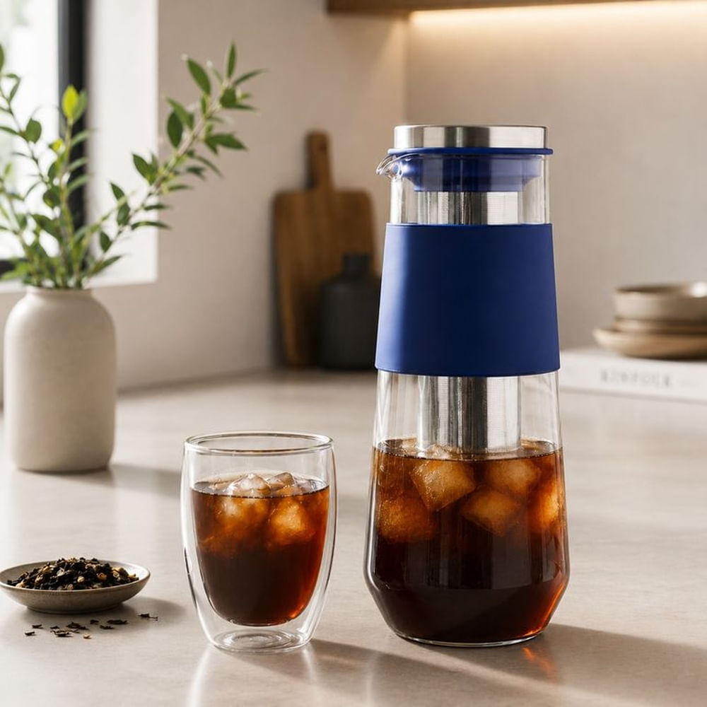 JARRA COLD BREW VIDRIO BOROSILICATO 2 TAPAS HERMÉTICAS