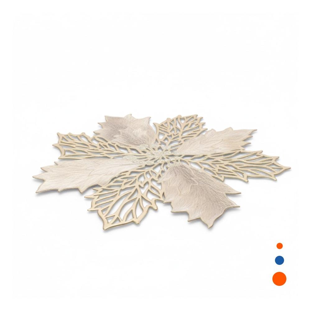 Set Decorativo 6 Individuales Flor de Pina Dorado 42x42 cm Estilo Festivo Y Regalo Sticker