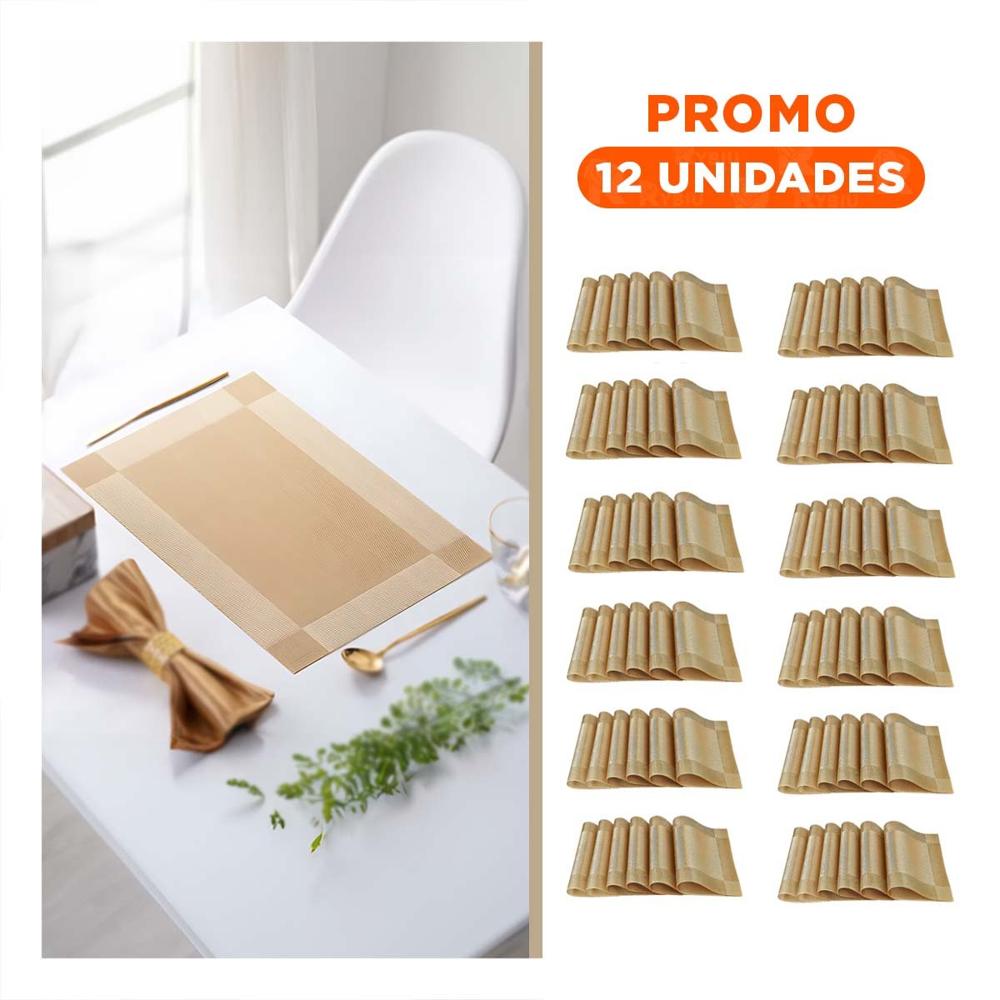 Pack12 Soporte Dorado Rectangular 30x45 cm para Uso en Mesa de Comedor