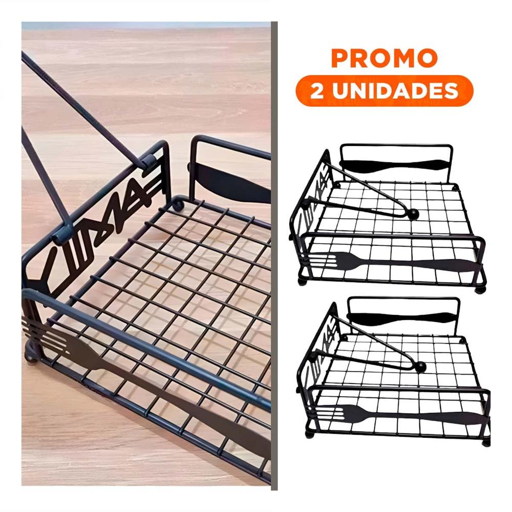 Pack2 Organizador Negro Fabricado en Acero Inoxidable con Imagen Decorativa YRegalo Sticker