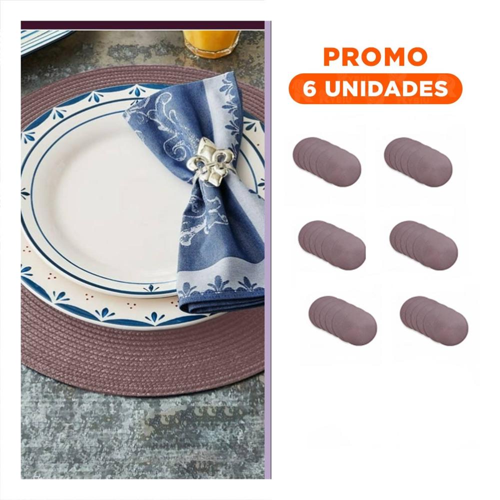 Pack6 Tapete de Mesa Circular Boho Morado para Comedor Y Regalo Sticker