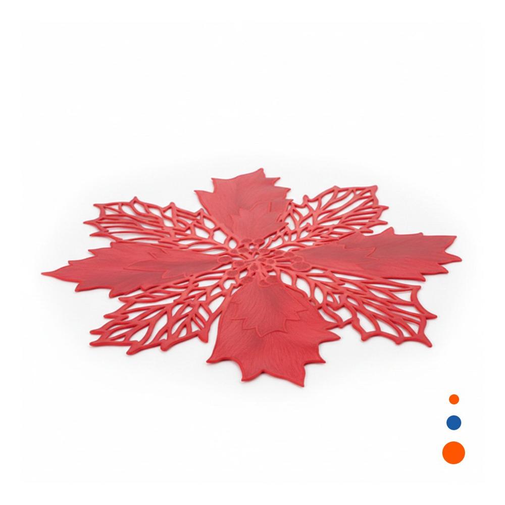 Set Decorativo 6 Individuales Flor de Pina Rojo 42x42 cm Estilo Festivo Y Regalo Sticker