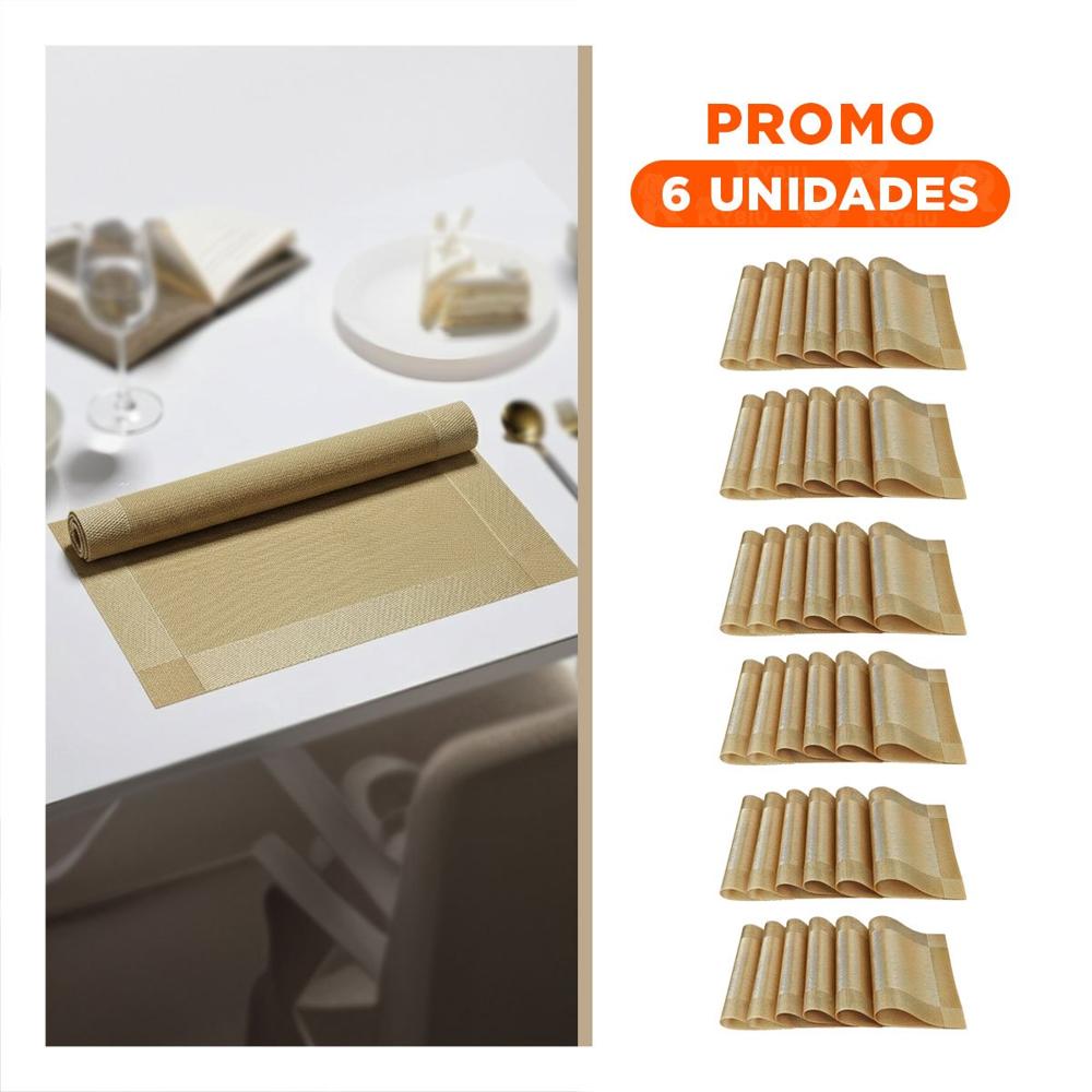 Pack6 Pieza Dorada Rectangular 30x45 cm para Mesa que Aporta Elegancia Y Regalo Sticker