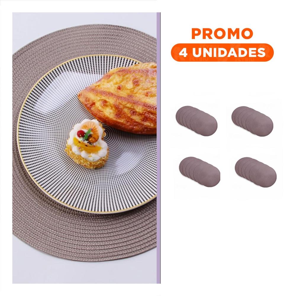 Pack4 Individual Textil Circular Boho Morado para Comedor