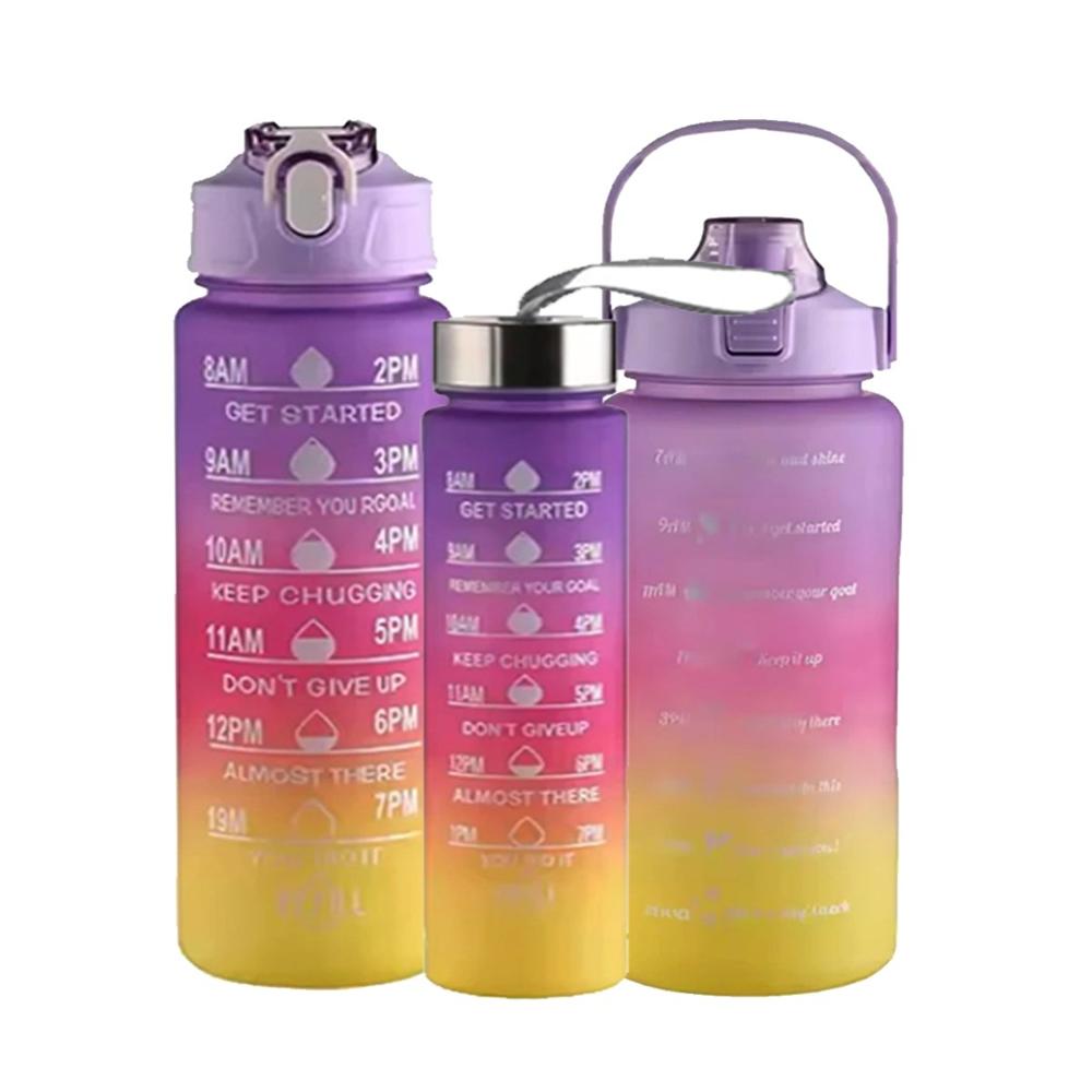 Botellas de Hidratacion en Set de 3 en Morado y Tapa de Plastico YPapel Regalo