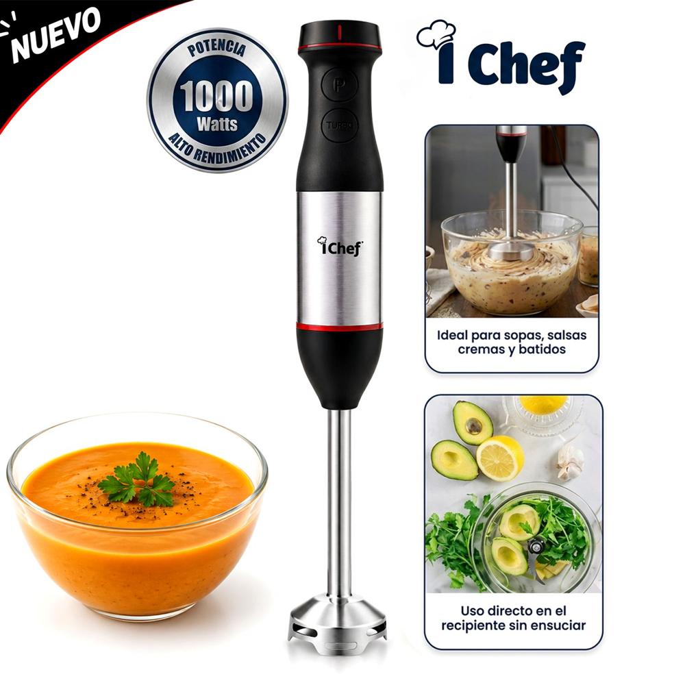 Batidora de inmersión I Chef 1000 Watts negro - HB 7713