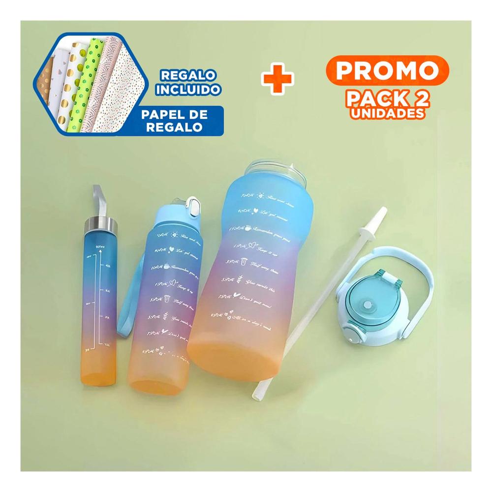 Pack2 Tomatodos en Celeste con 2 L 1 L y 300 Ml en Set de 3 para Uso Diario YPapel Regalo
