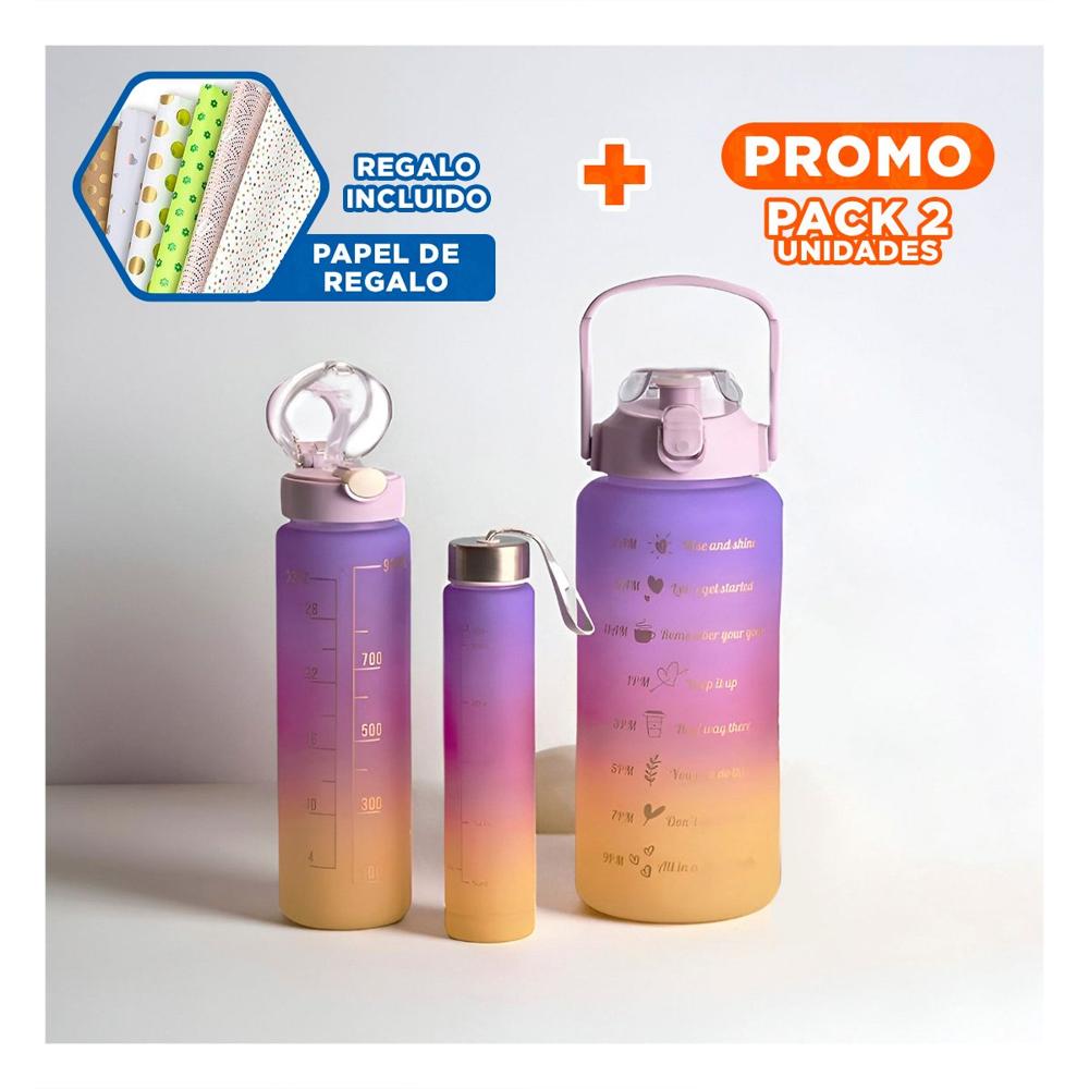 Pack2 Tomatodos en Morado con 2 L 1 L y 300 Ml en Set de 3 para Uso Diario YPapel Regalo