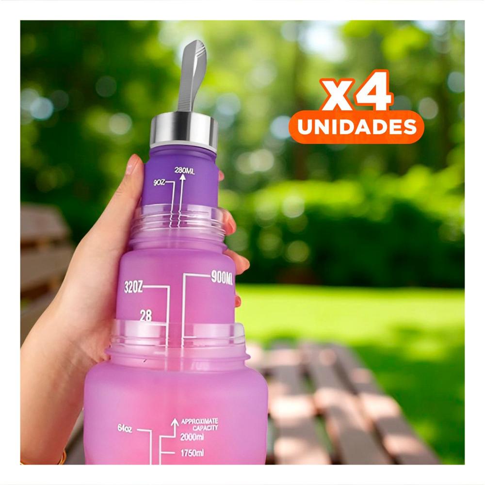 Pack4 Tomatodos en Presentacion de 3 Unidades Morado 2 L 1 L y 300 Ml con Tapa