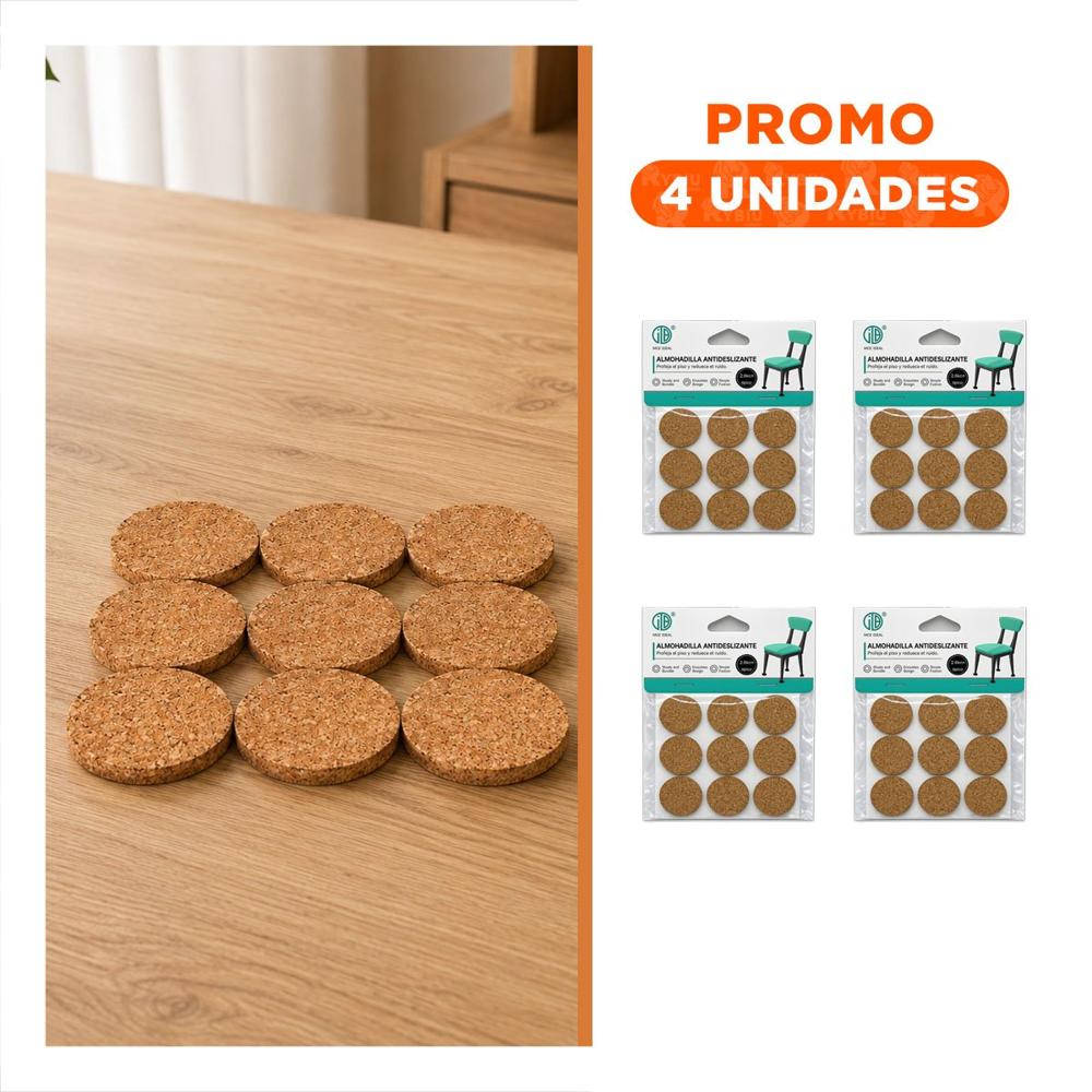 Pack4 Set Discos Antideslizantes Mostaza para Sillas Circulares en 9 Unidades