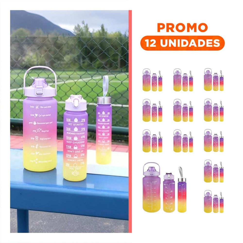 Pack12 Set de 3 Tomatodos Morado de Plastico con Tapa en 2 L 1 L y 300 Ml YRegalo Sticker
