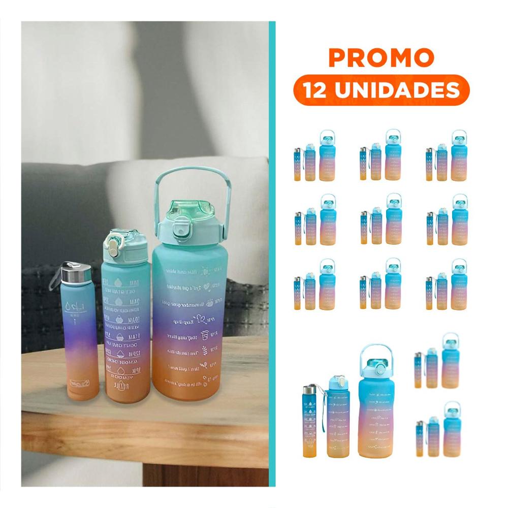 Pack12 Set de 3 Tomatodos Verde de Plastico con Tapa en 2 L 1 L y 300 Ml YRegalo Sticker