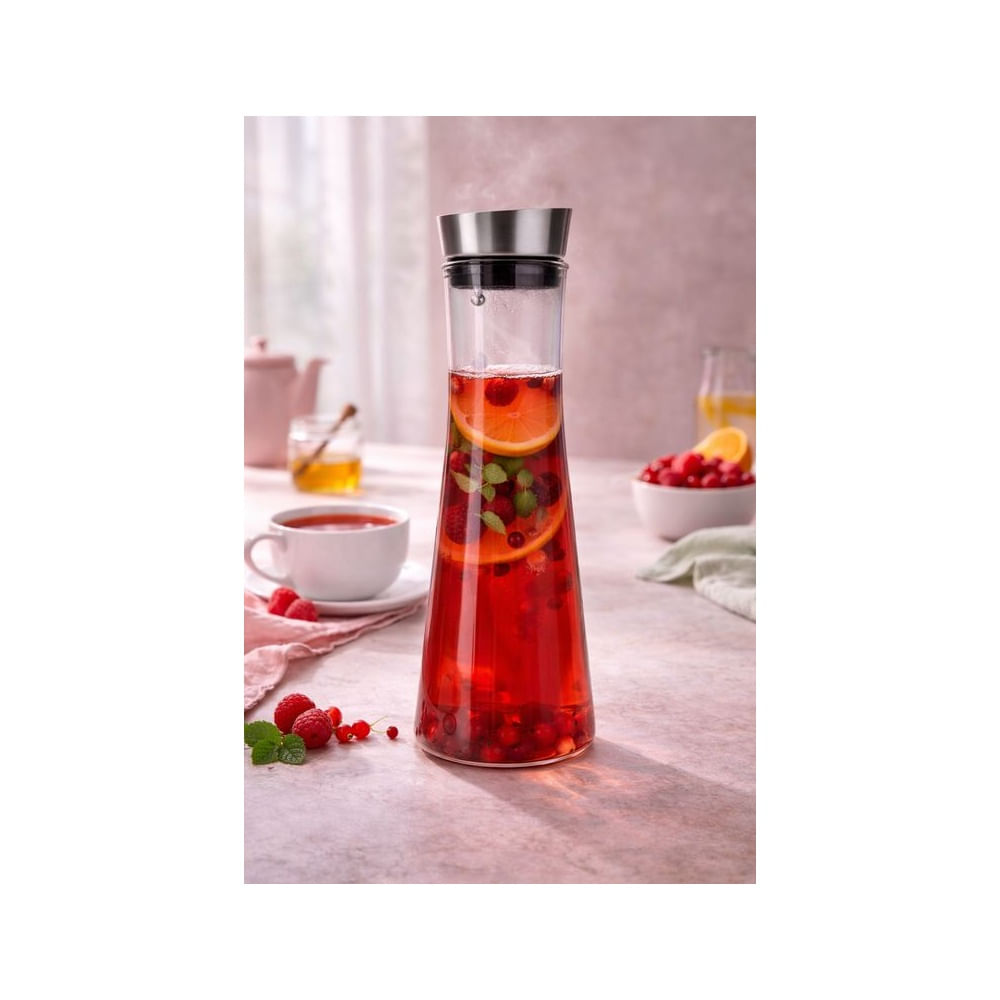 Jarra de Vidrio Borosilicato Moderno con tapa de ACERO 1200 ml
