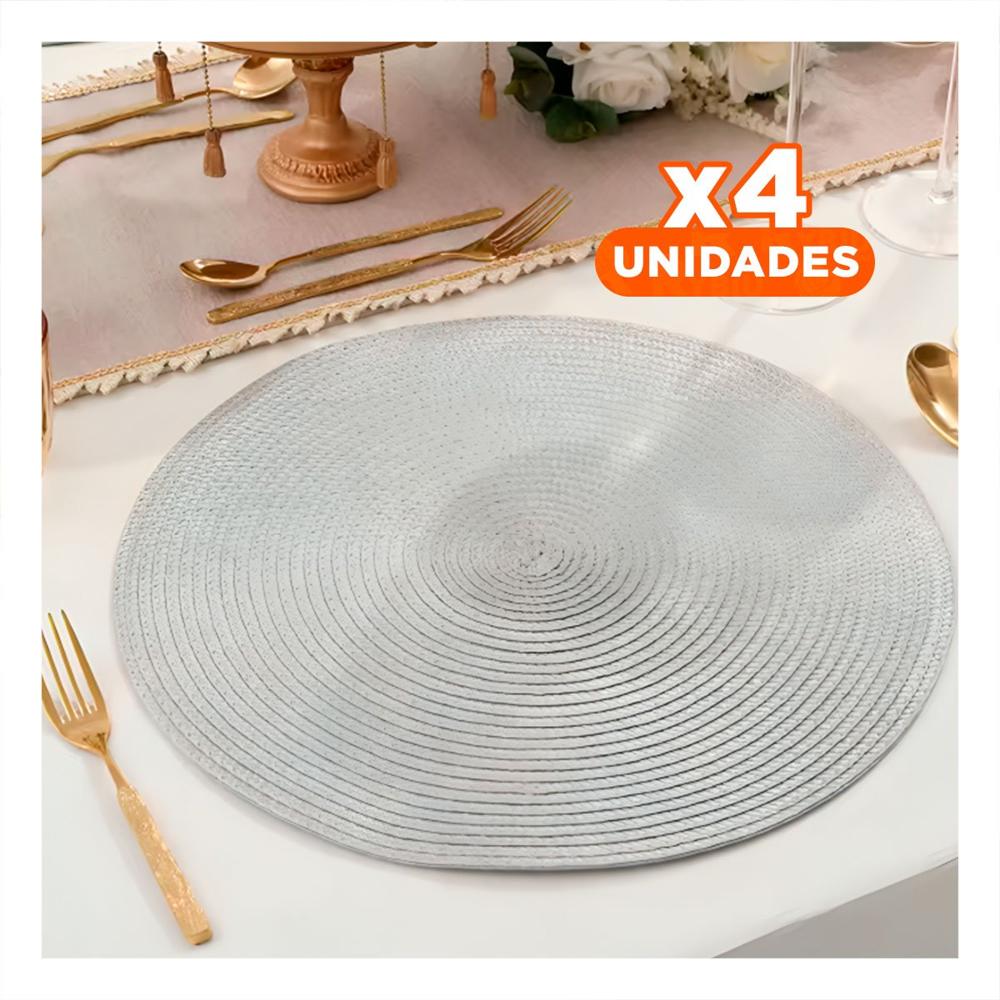 Pack4 Mantel Textil Circular Boho Plomo para Decoracion Hogar Y Papel Regalo