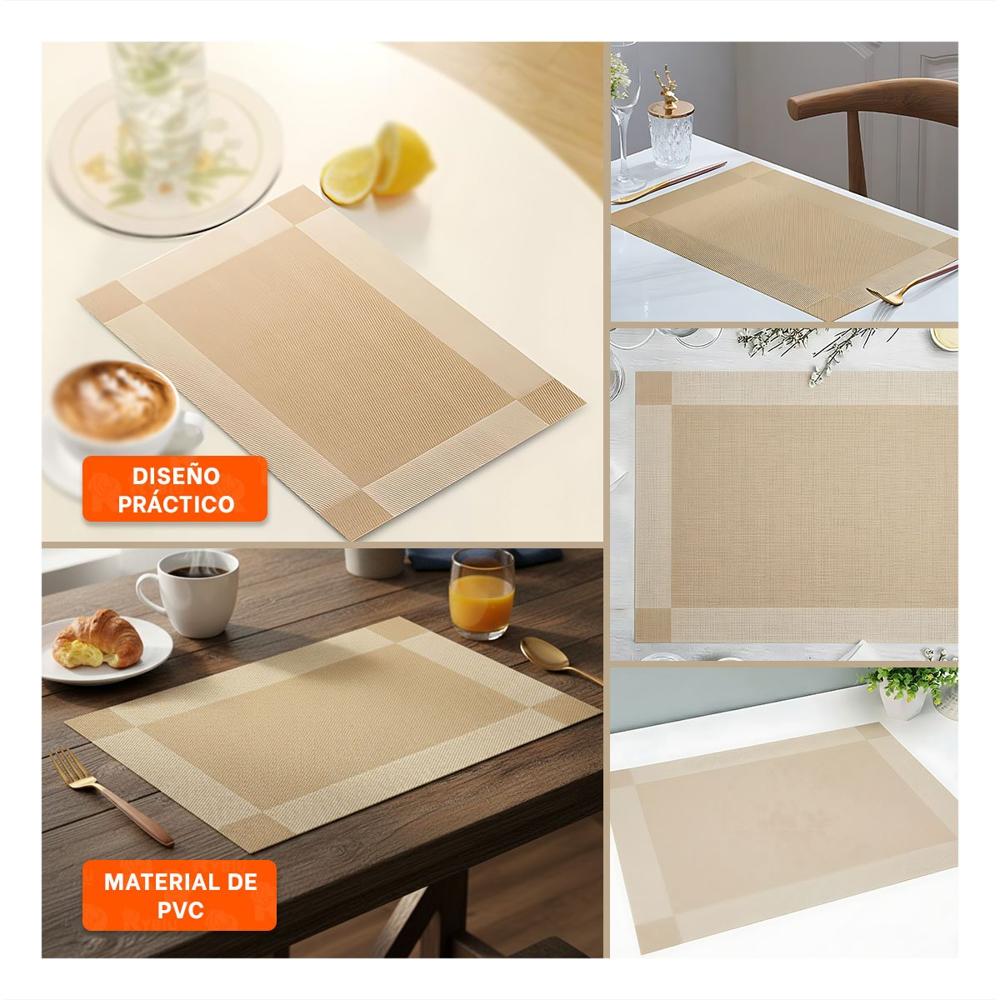 Individual Rectangular Dorado 30x45 cm para Mesa del Hogar con Acabado Fino Y Ligas Regalo