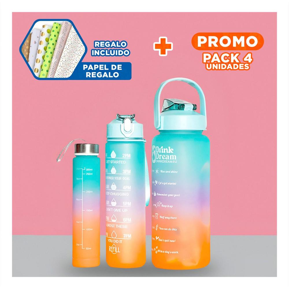 Pack4 Tomatodos en Celeste Set de 3 con Volumen 2 L 1 L y 300 Ml y Tapa Firme YPapel Regalo