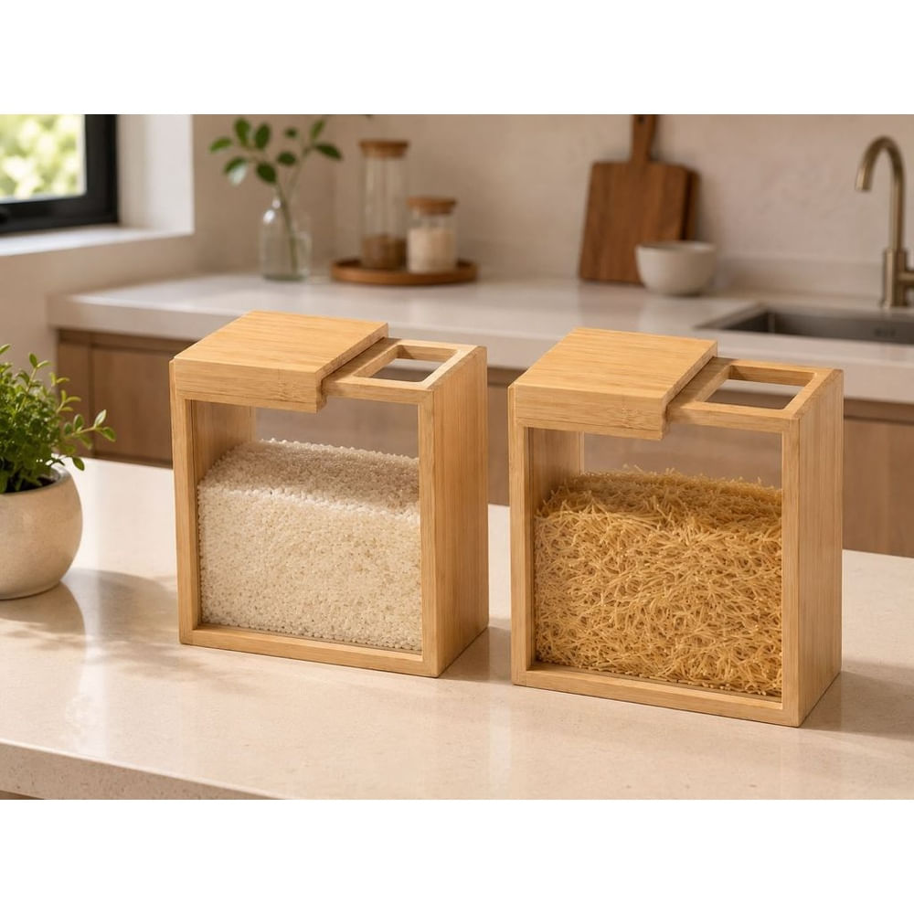 Set 3 Dispensadores de Cocina de Bambú 2KG