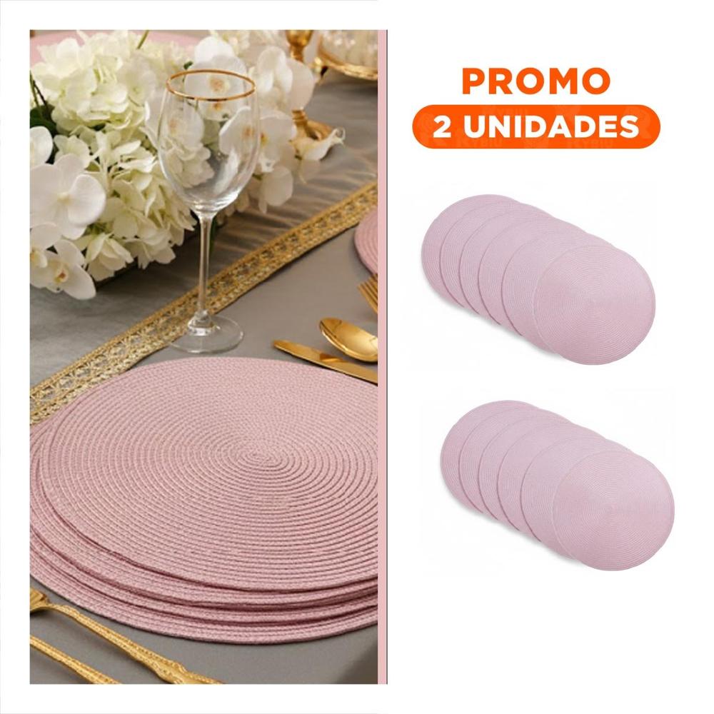Pack2 Tapete Circular Boho Rosado para Decoracion de Mesa