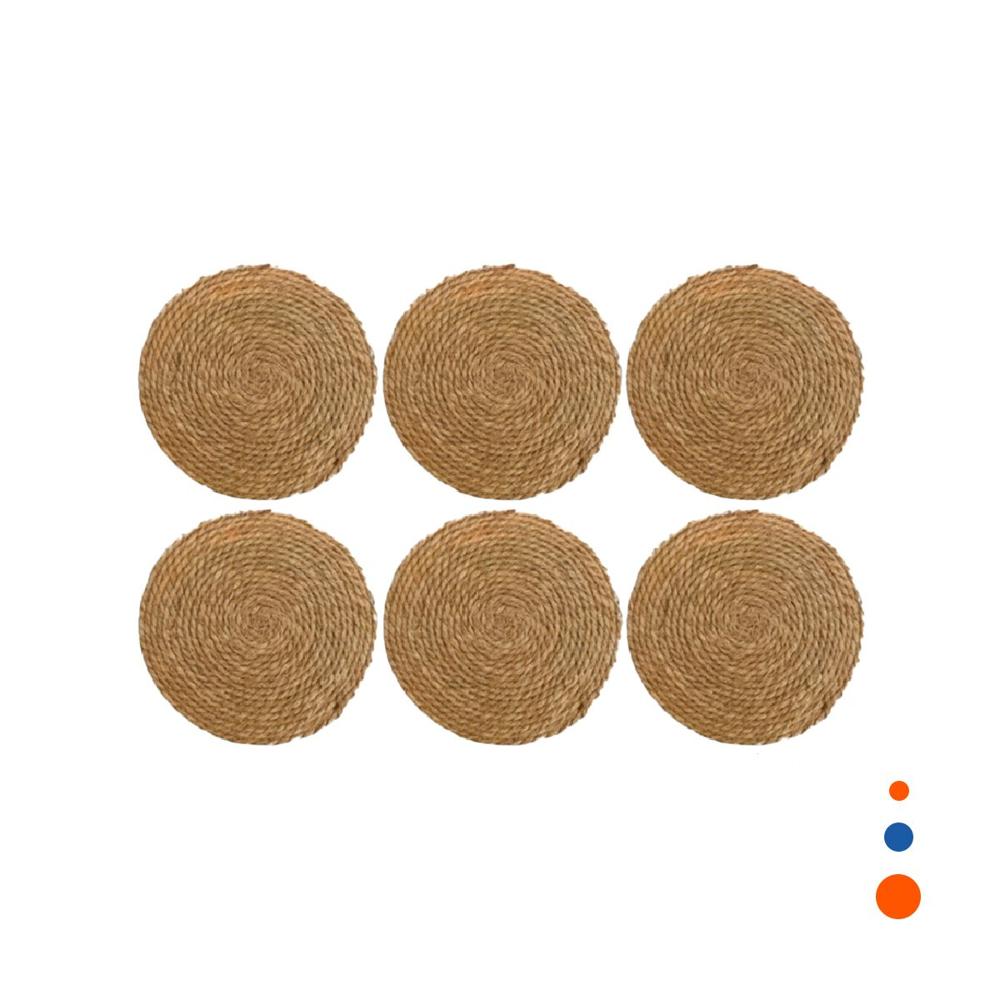 Pack 6 Platos  Tejidos Caqui 38cm Estilo y Funcionalidad para Hogar Y Regalo Sticker