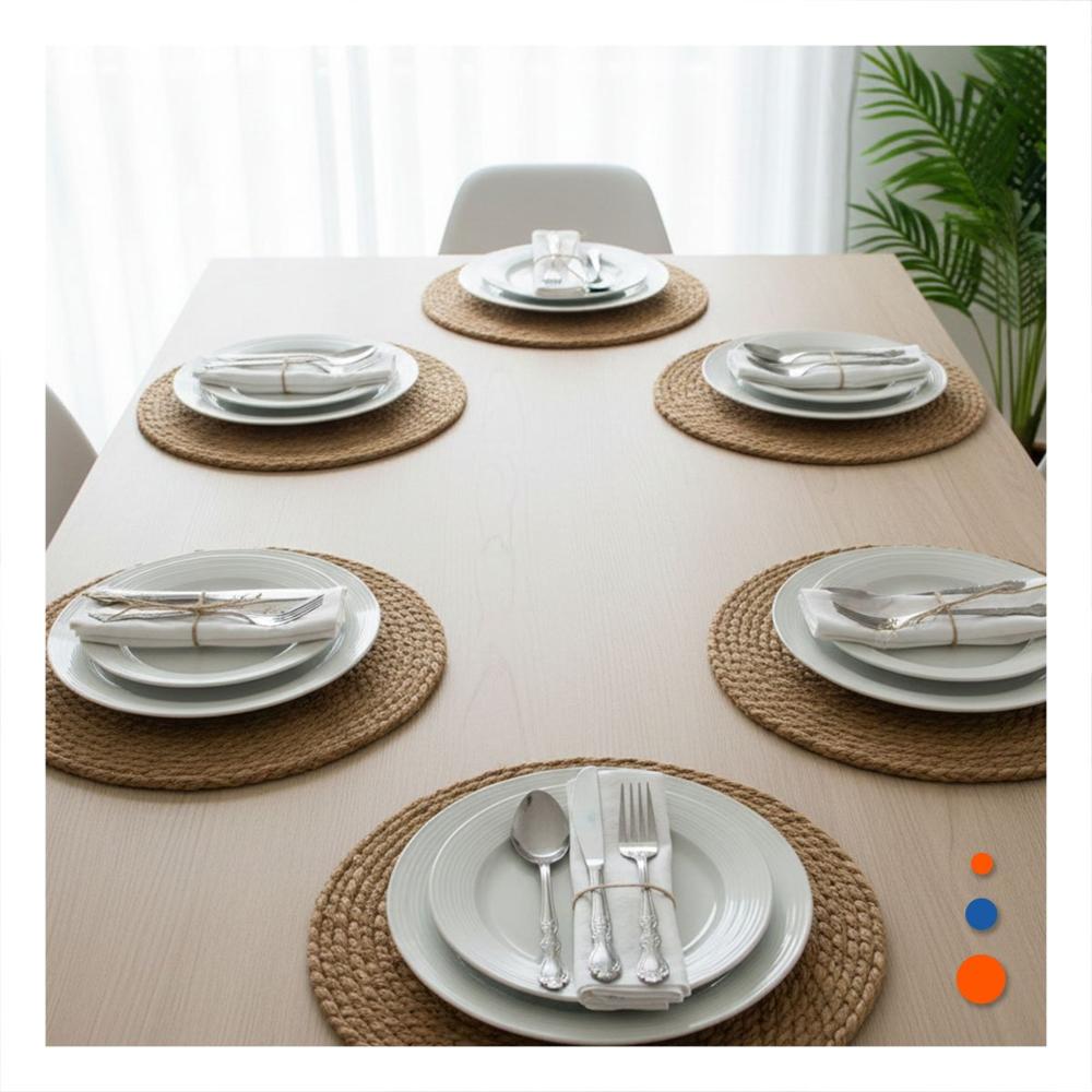 Coleccion 6 Platos Circulares Tejidos Caqui 38cm Diseno y Comodidad en Comedor Y notas