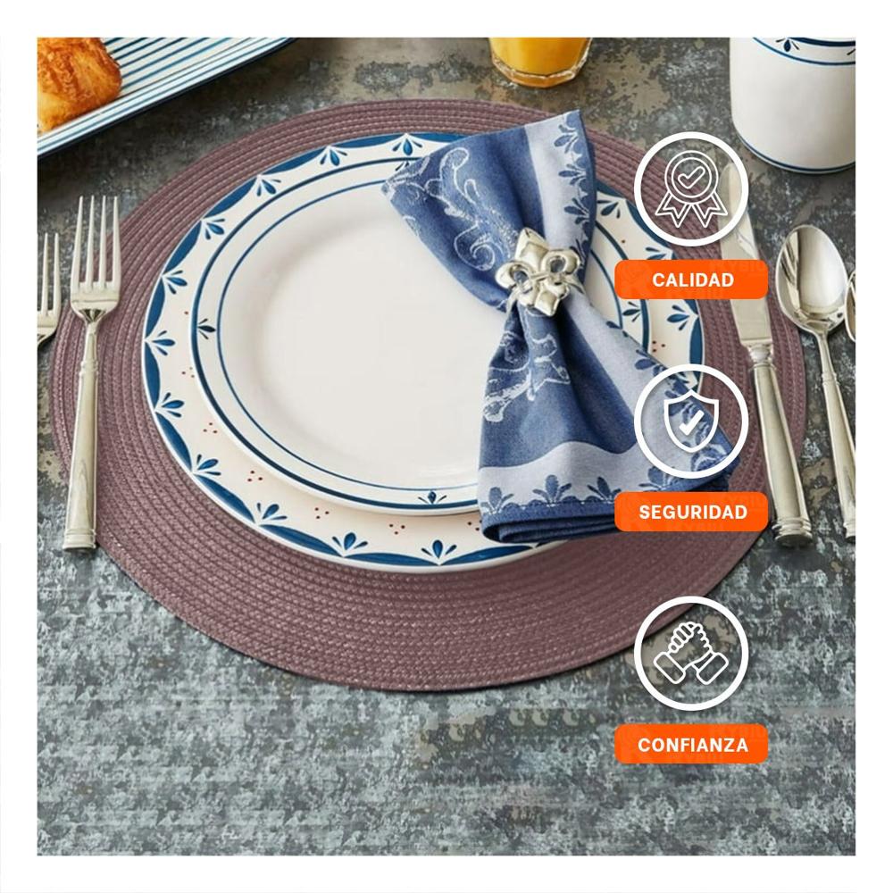 Mantel Individual Circular Boho Morado para Decoracion de Mesa Hogar