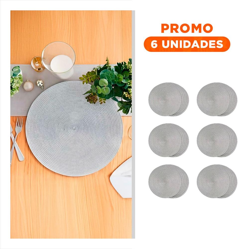 Pack6 Tapete de Mesa Circular Boho Plomo para Comedor Y Regalo Sticker