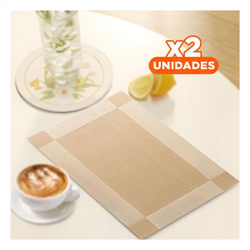 Pack2 Mantel Individual Dorado Rectangular 30x45 cm para Mesa de Comedor Moderna