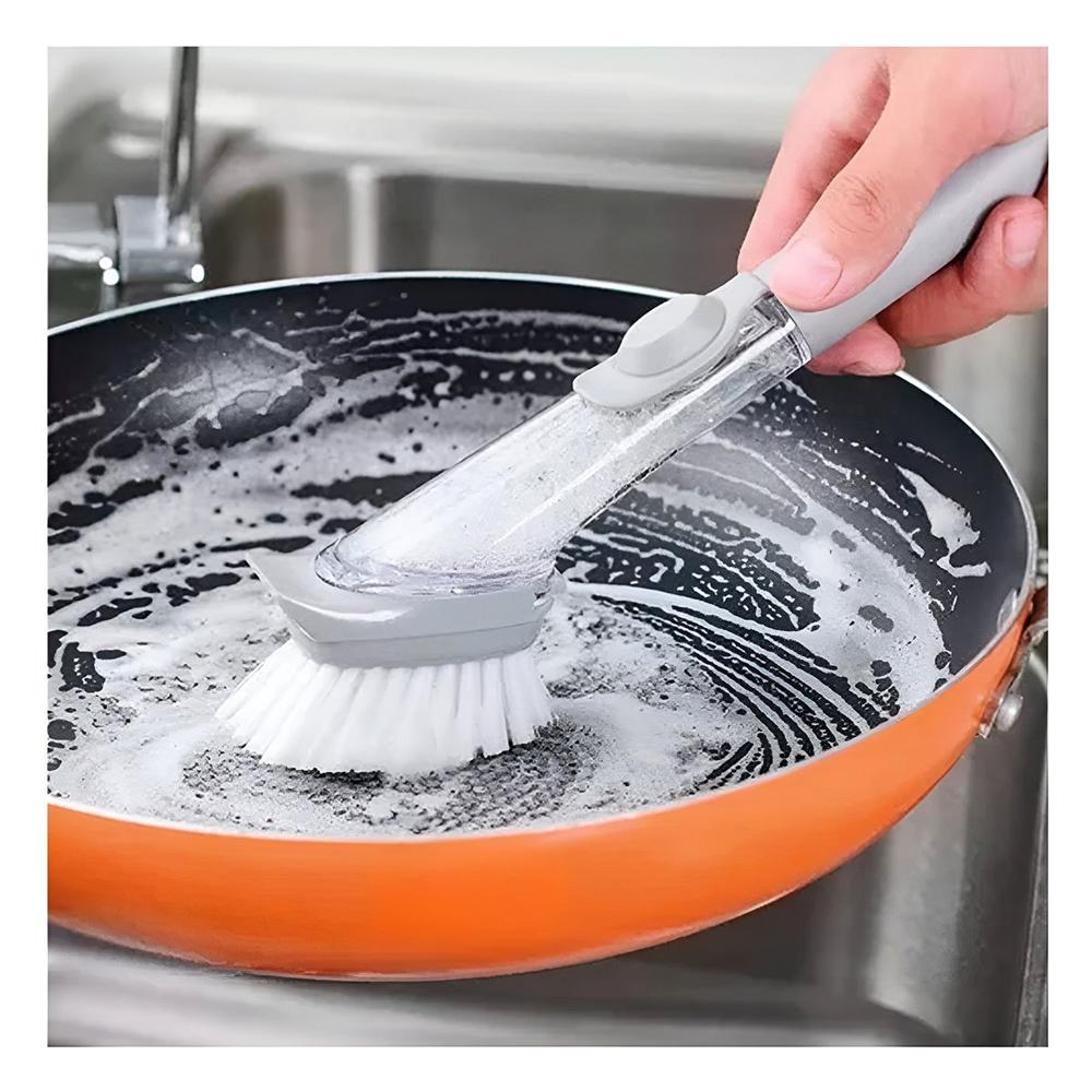 Cepillo Dispensador Color Plomo con Deposito para Jabon Liquido en Hogar Y Papel Regalo