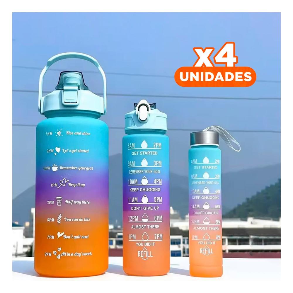 Pack4 Tomatodos en Presentacion de 3 Unidades Celeste 2 L 1 L y 300 Ml con Tapa