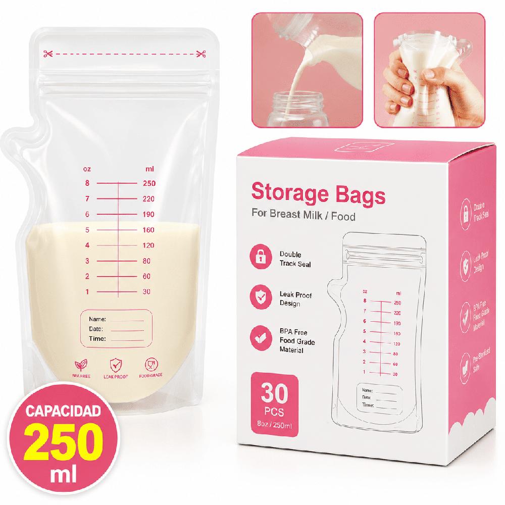 Bolsas Recolectoras para Leche Materna 250ml x30 Und Preesterilizadas Antifugas BPA Free