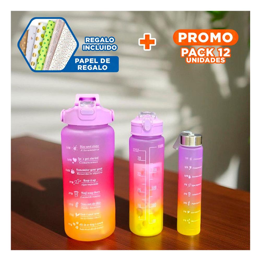 Pack12 Set de 3 Tomatodos con 2 L 1 L y 300 Ml en Morado Resistente YPapel Regalo
